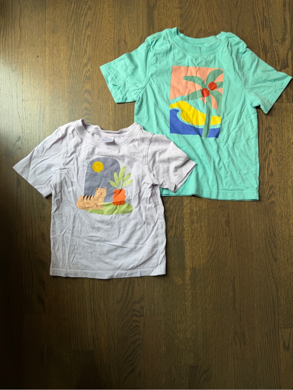 Hanna Anderson Kids Short Sleeve Graphic Tee - Mint Green & Light Lavender